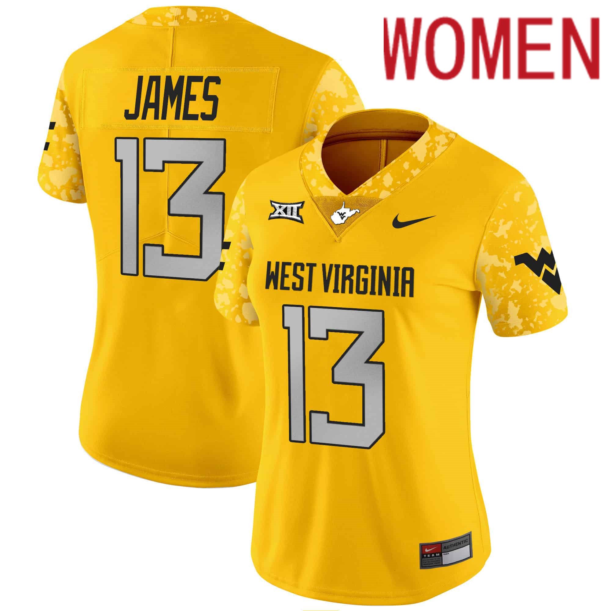 Women West Virginia Mountaineers #13 James Yellow 2024 Nike Vapor Limited NCAA Jersey